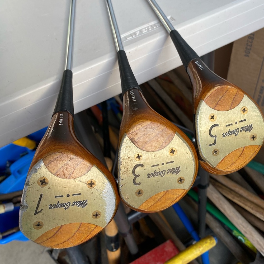 Vintage MacGregor Wooden Golf Club Set (1, 3, 5) Jack Nicklaus Persimmon